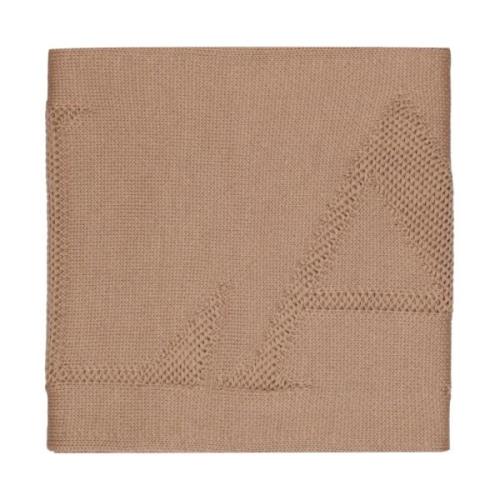 Lanvin Beige Ullhalsduk med Kamelbroderat Logotyp Brown, Dam