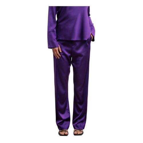 Ahlvar Gallery Ava silk trousers violet Purple, Dam
