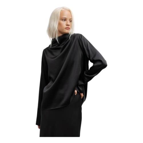 Ahlvar Gallery Animi silk blouse black Black, Dam