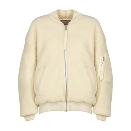 Laneus Boucle Zip Bomberjacka Beige, Dam