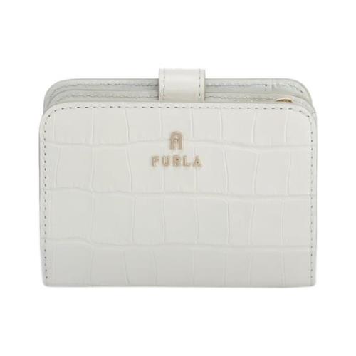 Furla Kompakt plånbok med vintage cocco print läder White, Dam