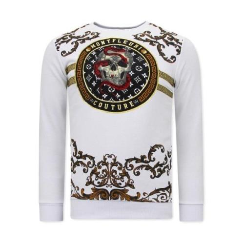 True Rise Snake Skull Sweatshirt med Baktryck - 3674 White, Herr