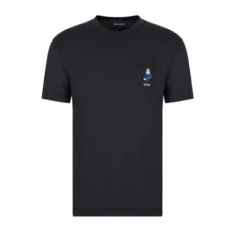 Emporio Armani Marinblå kortärmad T-shirt med Maxi Eagle Cartoon Patch...