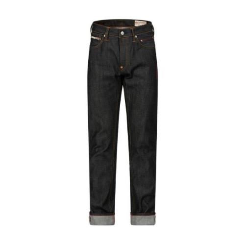 Evisu Mörk indigo vågbroderade skinny jeans Black, Herr