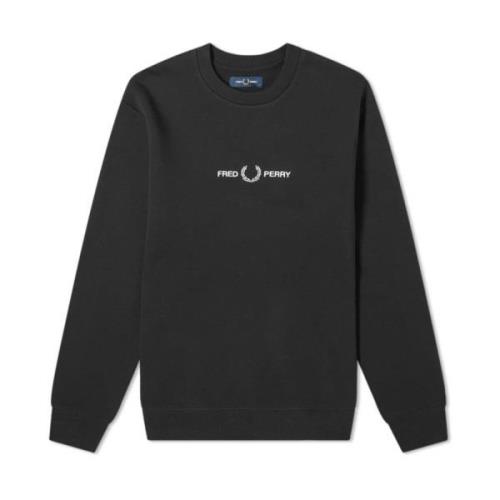 Fred Perry Sweatshirt med broderad logotyp Black, Herr