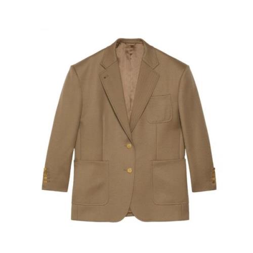 Gucci Sandbrun ullblazer med Horsebit-detalj Brown, Dam