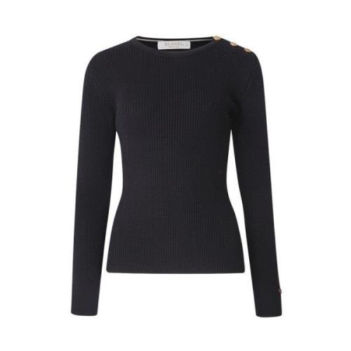 Busnel Rundhalsad Stickad Tröja, Noelle Sweater Black, Dam