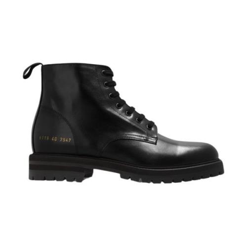 Common Projects Läderkängor för strid Black, Dam