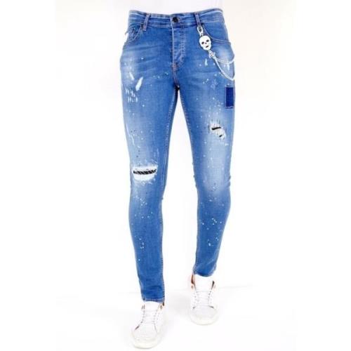 Local Fanatic Jeans med Splatters för Män - 1031 Blue, Herr