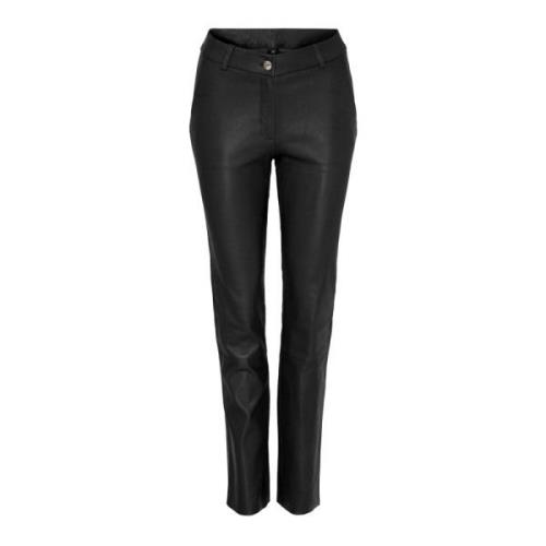 Notyz Elegant Läder Slim-Fit Byxor Black, Dam