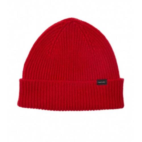 Paul Smith Röd Ribbad Kasmirblandning Beanie Red, Herr