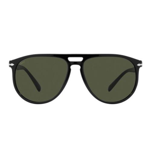 Persol Stiliga Unisex Solglasögon med Grön Lins Black, Unisex