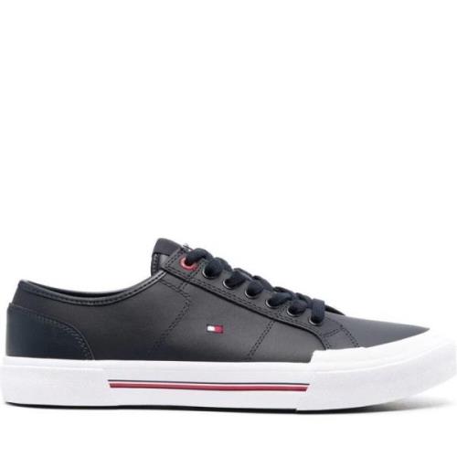 Tommy Hilfiger Blå Läder Sneakers för Män Blue, Herr