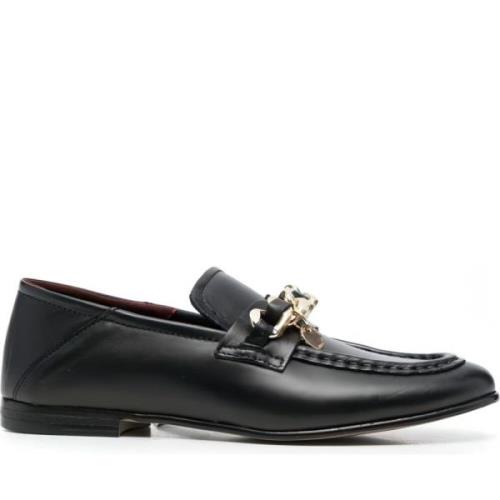 Tommy Hilfiger Svarta Läderloafers för Kvinnor Black, Dam