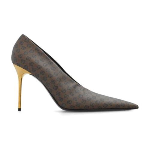 Balmain Stilettopumps med monogram Brown, Dam