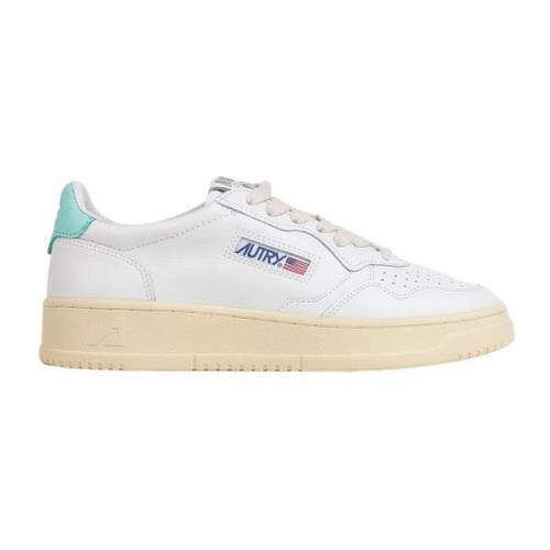 Autry Vita Lädersneakers med Turkosa Detaljer White, Dam