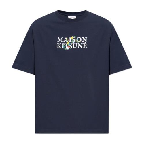 Maison Kitsuné T-shirt med logotyp Blue, Herr