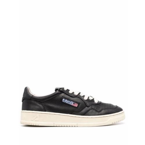 Autry Svarta läder Dallas låga sneakers Black, Herr