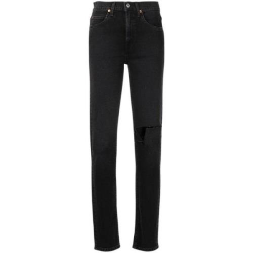 Re/Done Jeans 70-tals slitkne rakben Black, Dam