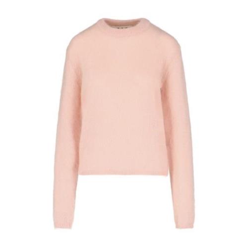 Marni Mysig och stilfull ribbstickad tröja i vacker rosa mohairblandni...