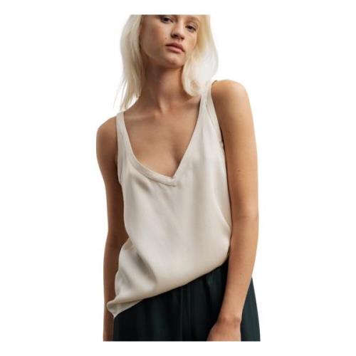 Ahlvar Gallery Silke Tank Top Kräm Beige, Dam