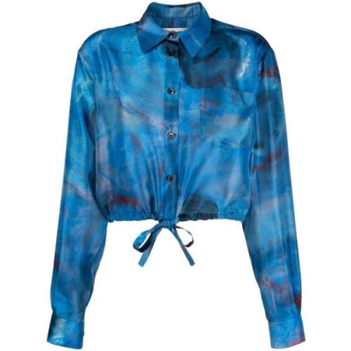 Marni Grafiskt Tryckt Kortärmad Skjorta Blue, Dam