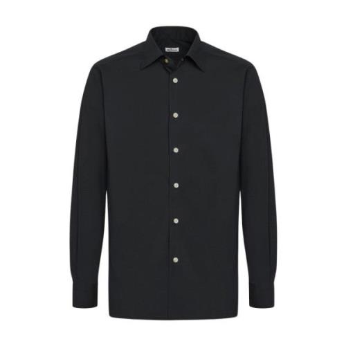 Kiton Svart bomullsskjorta Black, Herr