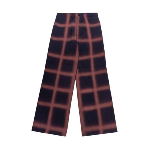 Marni Bordeaux Kakel Mönster Ullbyxor Blue, Dam