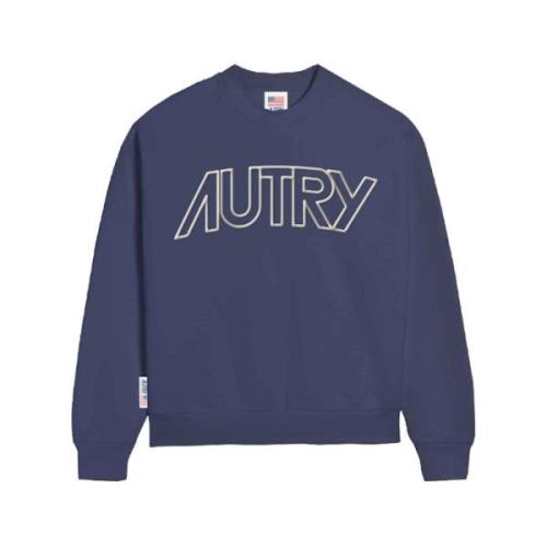 Autry Blå Crewneck Sweatshirt - Uppgradera Din Avslappnade Garderob Bl...