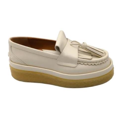 Chloé Pre-owned Kräm Läder Platform Loafers Beige, Dam