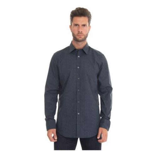 Canali Italiensk Hals Casual Skjorta Blue, Herr