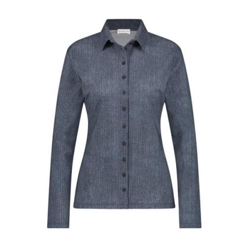 Jane Lushka Sofistikerad Buttoned Skjorta i Blå Denim Blue, Dam