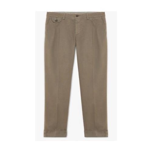 Brooks Brothers Taupe Stretch Bomulls Chinos Brown, Herr