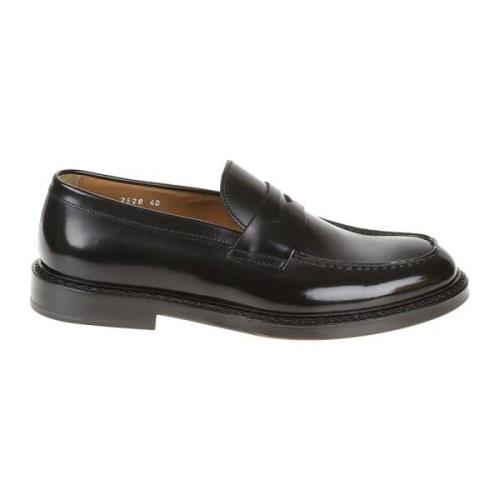 Doucal's Svarta Penny Loafer Platta Skor Black, Herr