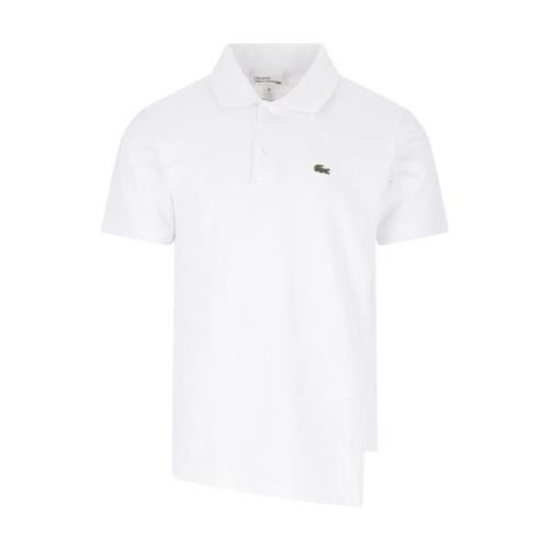 Comme des Garçons Vit Asymmetrisk Polo Skjorta med Logo Patch White, H...