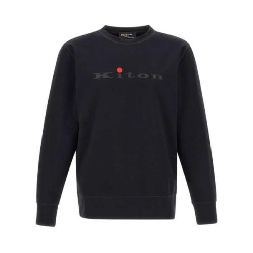 Kiton Svart Bomull Crew-neck Sweatshirt Black, Herr