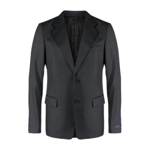 Lanvin Mörkgrå Ullblazer med Kavajslag Gray, Herr