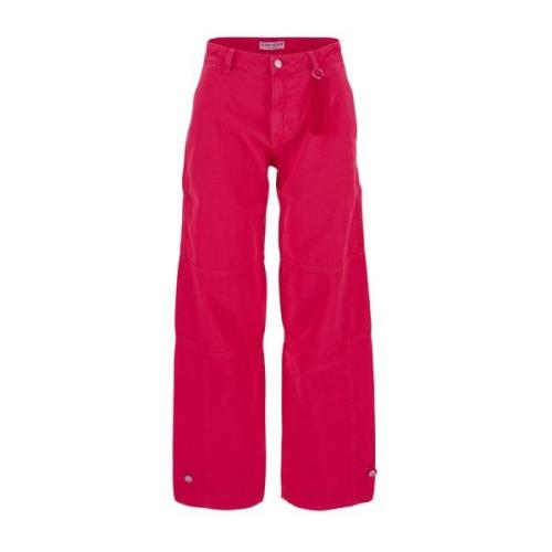 Icon Denim Wide Trousers Pink, Dam