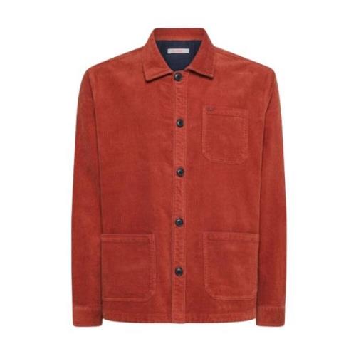 Sun68 Corduroy Overskjorta med Logobroderi Red, Herr