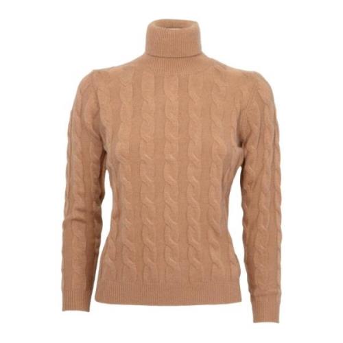 Cashmere Company Flätad polotröja i beige/kamel Beige, Dam