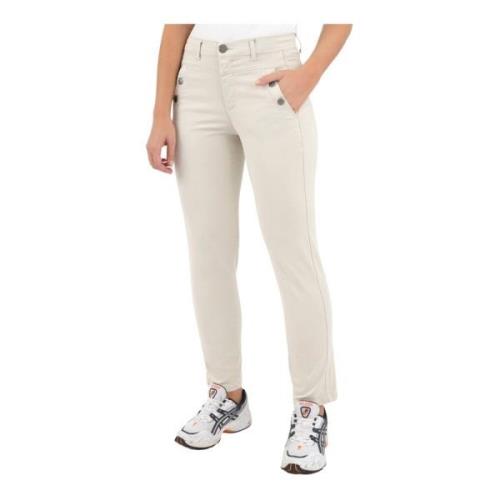 2-Biz Slim-fit Byxor med Hög Midja i Olika Färger Beige, Dam