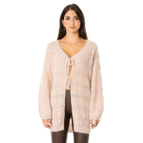 Aniye By Grace Mohair Cardigan - V-Hals, Oversized Passform Pink, Dam