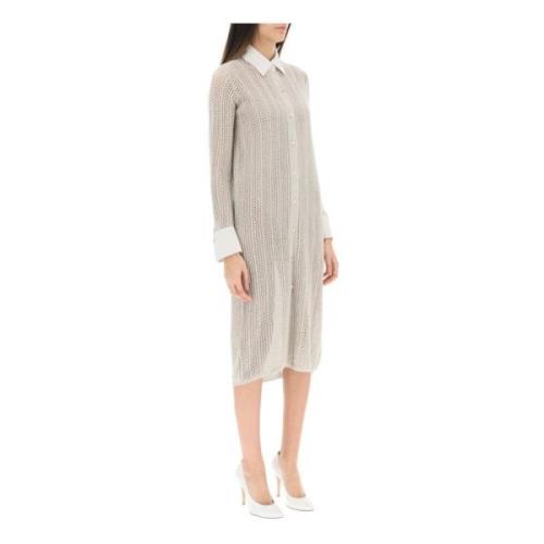 Agnona Elegant Midi Dresses Collection Beige, Dam