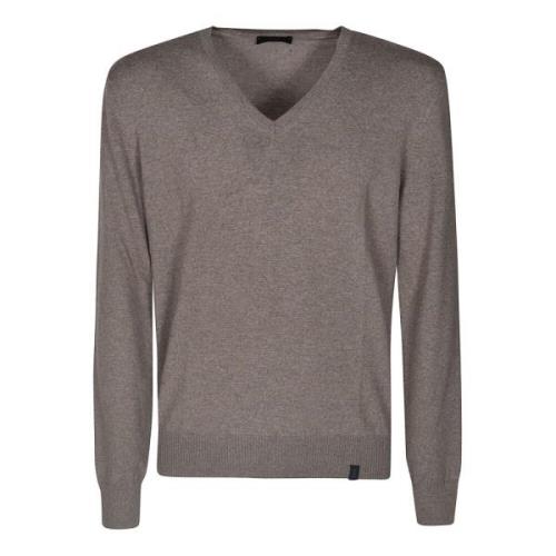 Fay V-neck Knitwear Brown, Herr