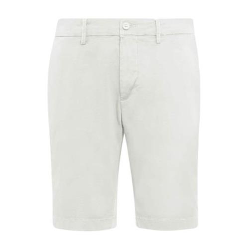 Boggi Milano Stretch Gabardine Kort Byxa White, Herr