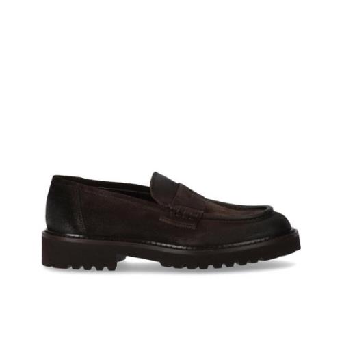 Doucal's Mörkbrun Åldradeffekt Loafer Brown, Herr