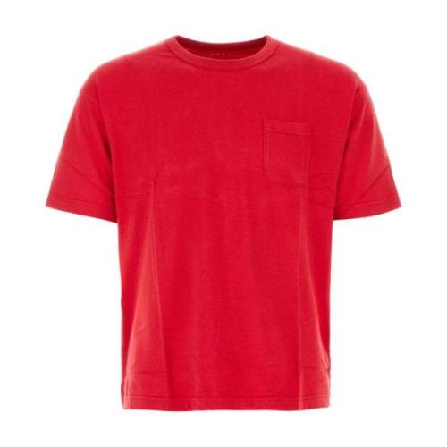 visvim Premium Röd Bomull Jumbo T-Shirt Red, Herr