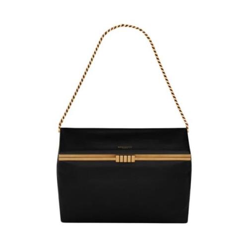 Saint Laurent Elegant Svart Läderclutch Black, Dam