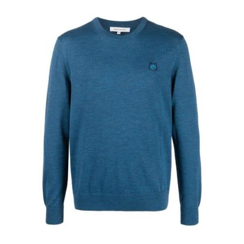 Maison Kitsuné Round-neck Knitwear Blue, Herr