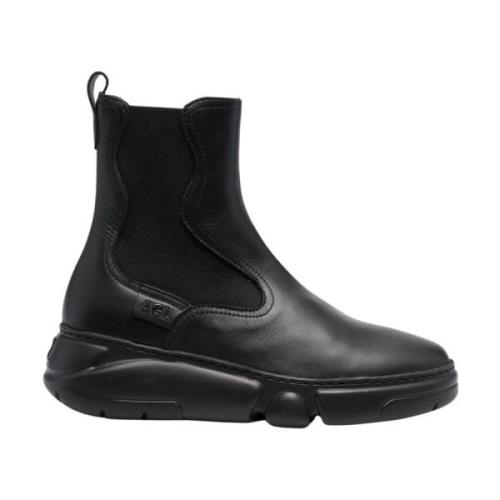 AGL Svart Läder Chelsea Booties Black, Dam